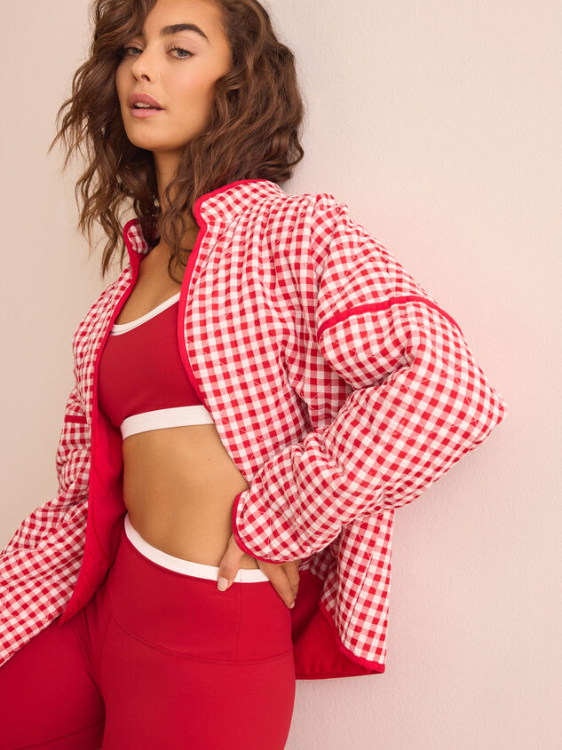 Gingham Glide Quilted Jacket Detail 2 - TULLABEE