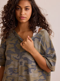 Hang Tough Reversible Tee Camo Romper Detail 2 - TULLABEE