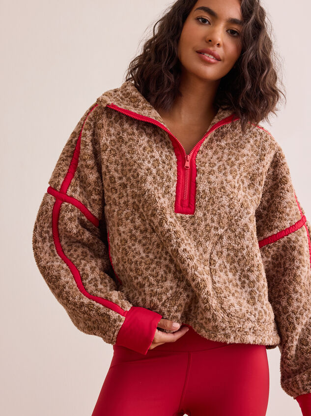 Free Spirit Cheetah Quarter Zip Detail 2 - TULLABEE
