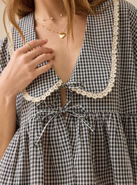 Greyson Gingham Tie Front Top Detail 3 - TULLABEE