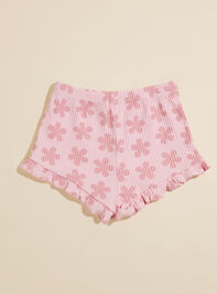 Marley Ribbed Floral Shorts Detail 3 - TULLABEE
