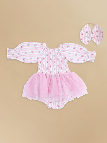 Emory Floral Tutu Bubble with Bow - TULLABEE
