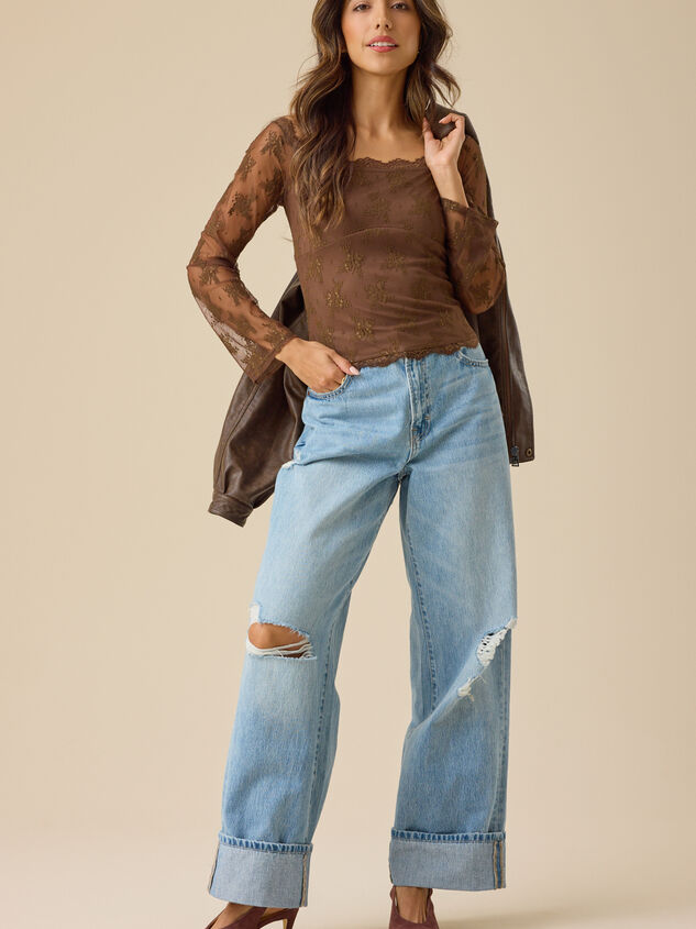 Vanessa Boat Neck Lace Top Detail 2 - TULLABEE