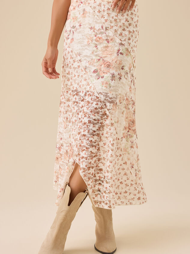 Azalea Printed Lace Midi Skirt Detail 2 - TULLABEE