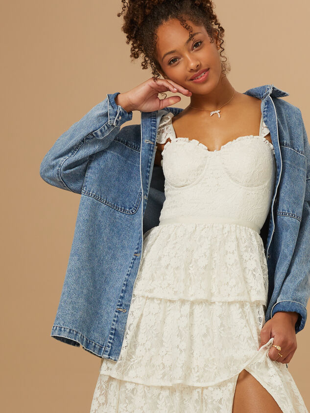 Umber Embroidered Lace Dress Detail 5 - TULLABEE