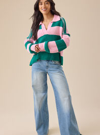 Cleo Striped Polo Sweater Detail 3 - TULLABEE