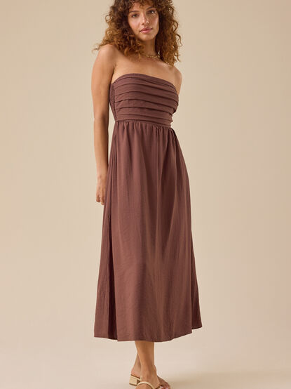 Serena Strapless Midi Dress - TULLABEE