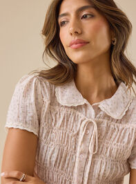 Petunia Floral Button-Up Top Detail 3 - TULLABEE