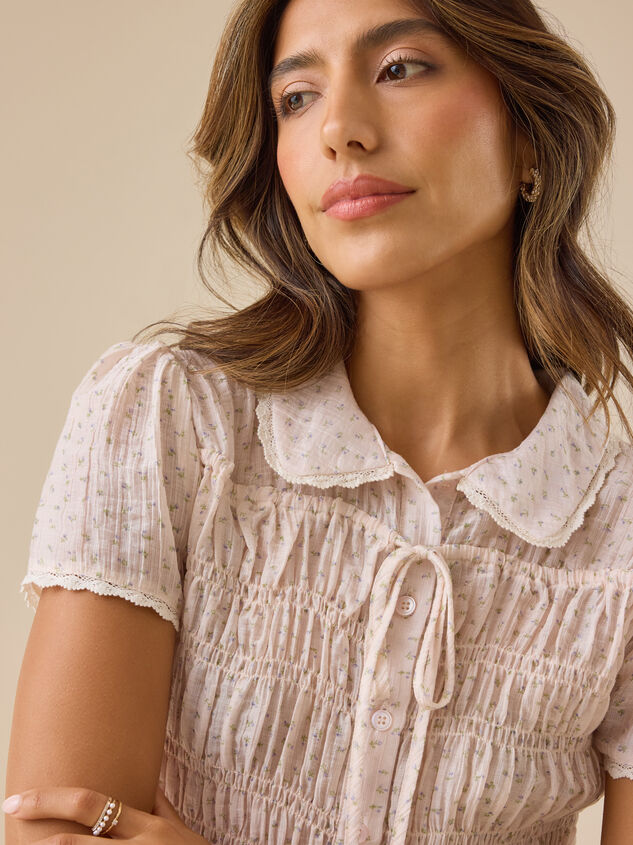 Petunia Floral Button-Up Top Detail 3 - TULLABEE