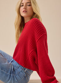 Makayla Waffle Cropped Sweater Detail 4 - TULLABEE