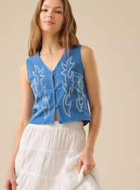 Cathleen Western Button Up Vest Detail 3 - TULLABEE