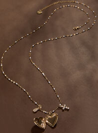 Elowen Dot Chain Long Locket Necklace - TULLABEE