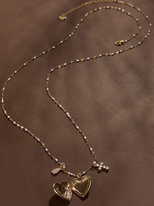 Elowen Dot Chain Long Locket Necklace - TULLABEE