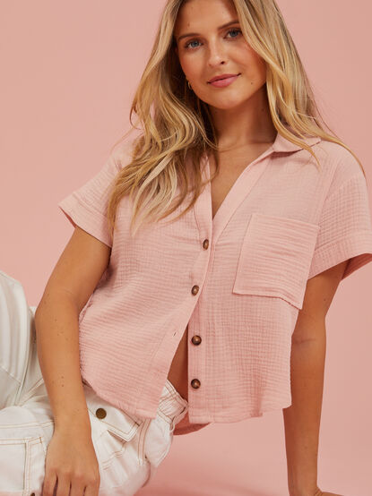 Haley Gauze Button Up Top - TULLABEE