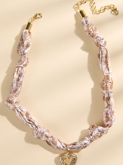 Floral Print Scarf Necklace - TULLABEE