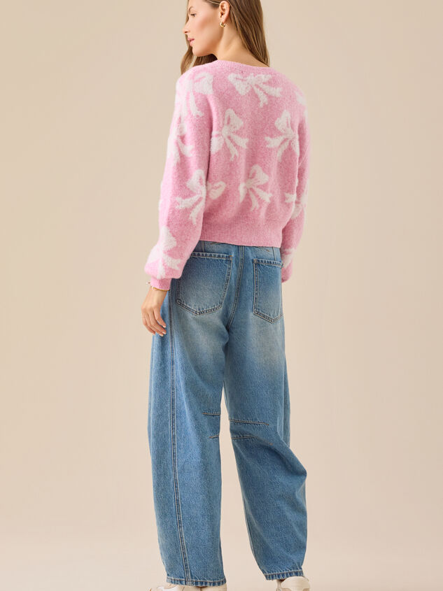 Rianna Bow Print Sweater Detail 3 - TULLABEE