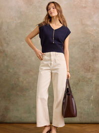 Lumina Cashmere V-Neck Sweater Vest Detail 2 - TULLABEE