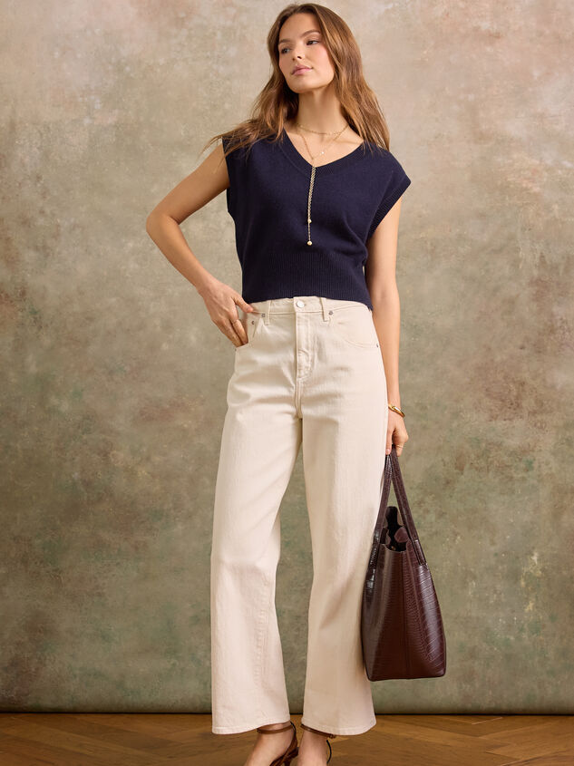 Lumina Cashmere V-Neck Sweater Vest Detail 2 - TULLABEE