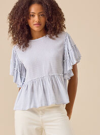 Delilah Striped Flutter Sleeve Top - TULLABEE