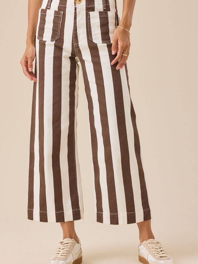Coco High Rise Cabana Stripe Crop Pants Detail 3 - TULLABEE