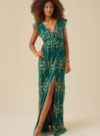 Kalli Flutter Sleeve Embroidered Dress Detail 2 - TULLABEE