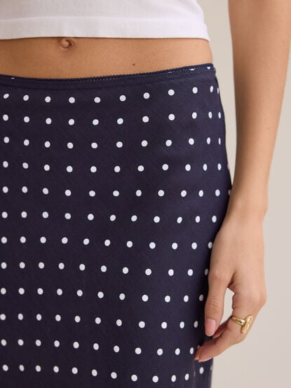 Elodie Polka Dot Linen Maxi Skirt - TULLABEE