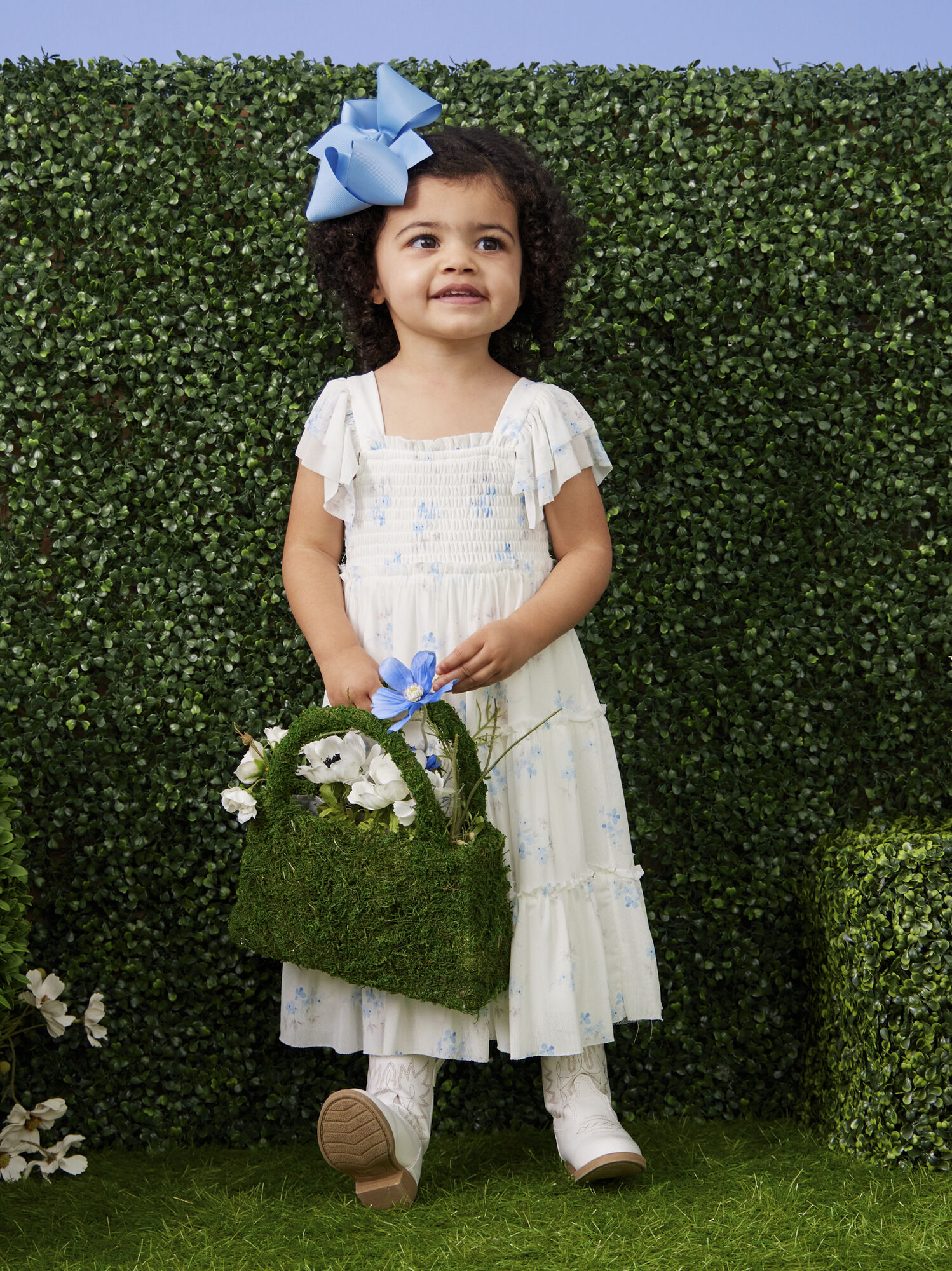 White floral toddler dress clearance