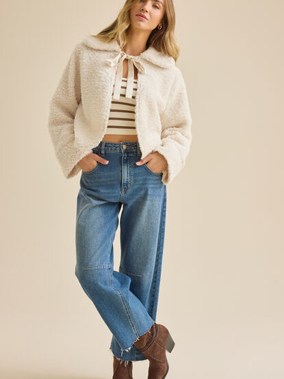 Clara Satin Tie Fur Jacket - TULLABEE