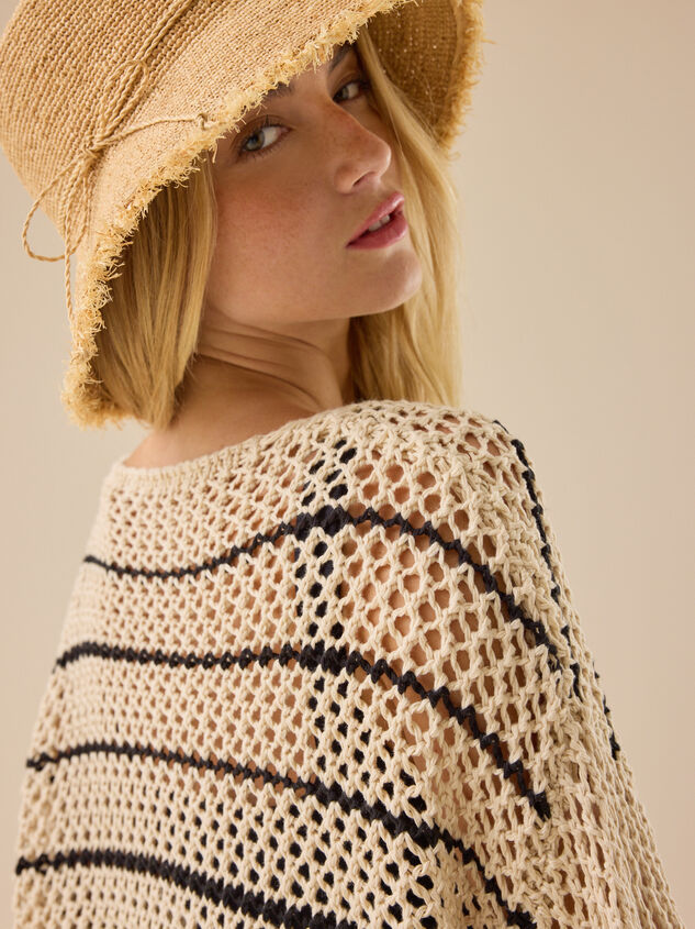 Kalliope Crochet Striped Sweater Detail 5 - TULLABEE