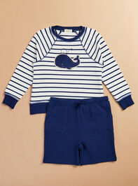 Bubbly Whale French Terry Sweatshirt & Shorts Set - TULLABEE