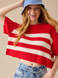 Ricki Striped Boxy Sweater Detail 2 - TULLABEE