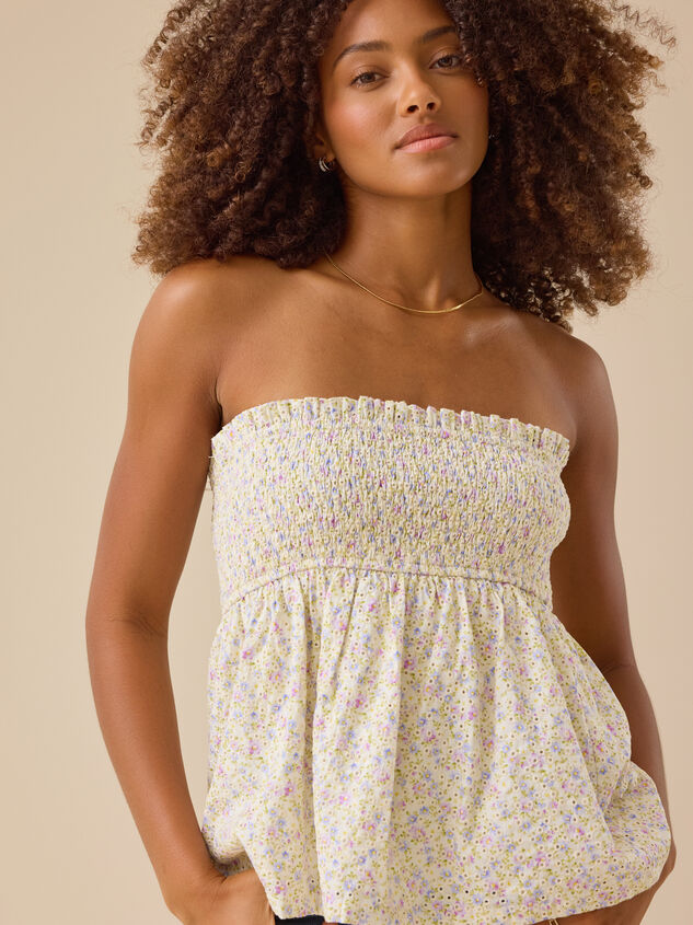 Sawyer Floral Eyelet Tube Top Detail 3 - TULLABEE