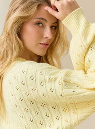 Anastasia Cropped Pointelle Sweater Detail 5 - TULLABEE