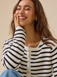 Cecilia Stripe Cardigan Detail 3 - TULLABEE