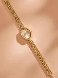 Gold Oblong Link Watch Detail 2 - TULLABEE