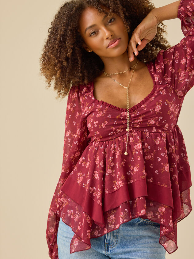 Tanya Floral Babydoll Top Detail 3 - TULLABEE
