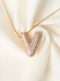 18K Gold Monogram Charm Necklace - V - TULLABEE