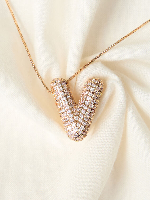 18K Gold Monogram Charm Necklace - V - TULLABEE