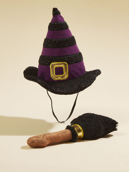 Witch Hat and Broom Dog Toy Set - TULLABEE