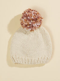 Rainbow Knit Pom Beanie Detail 3 - TULLABEE
