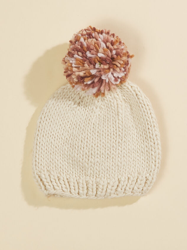 Rainbow Knit Pom Beanie Detail 3 - TULLABEE