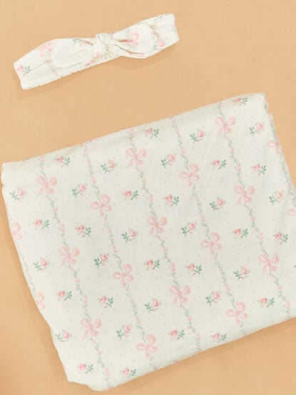 Buds & Bows Swaddle with Headband - TULLABEE