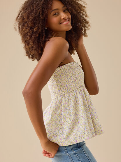 Sawyer Floral Eyelet Tube Top - TULLABEE