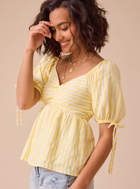 Sonia Striped Babydoll Top Detail 4 - TULLABEE