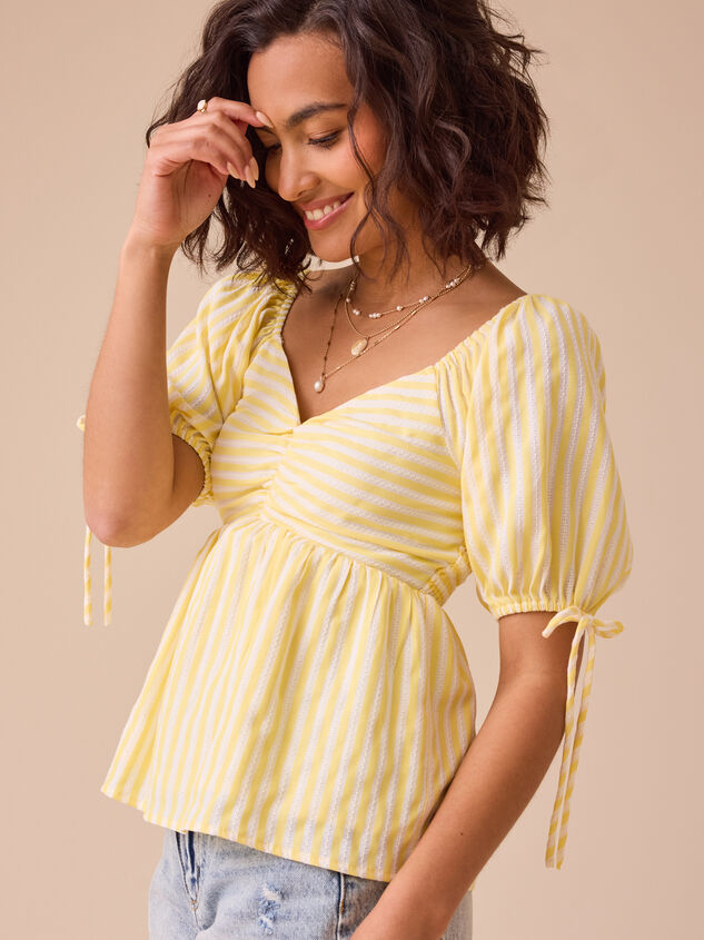 Sonia Striped Babydoll Top Detail 4 - TULLABEE