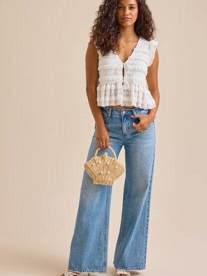 Madelin Ruffle Tie Front Top - TULLABEE