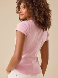 Hannah Ribbed Scoop Tee Detail 4 - TULLABEE