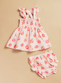 Ellen Peach Smocked Dress and Bloomer Set - TULLABEE