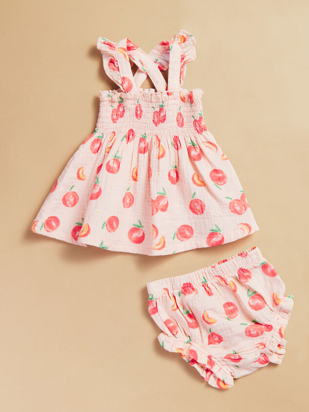 Ellen Peach Smocked Dress and Bloomer Set - TULLABEE