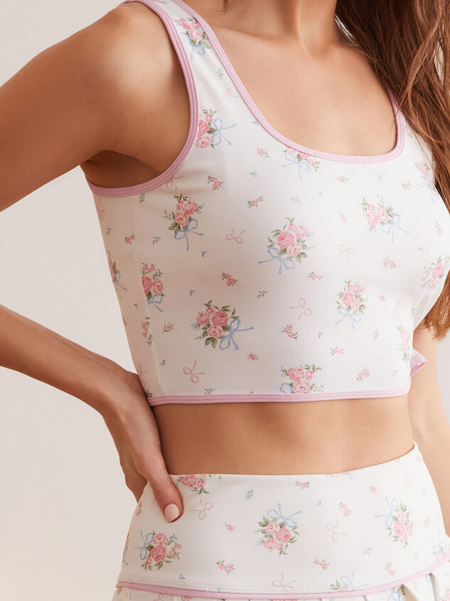 Tiebreak Floral Bow Cropped Tank Detail 3 - TULLABEE